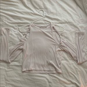Cold shoulder white crop top